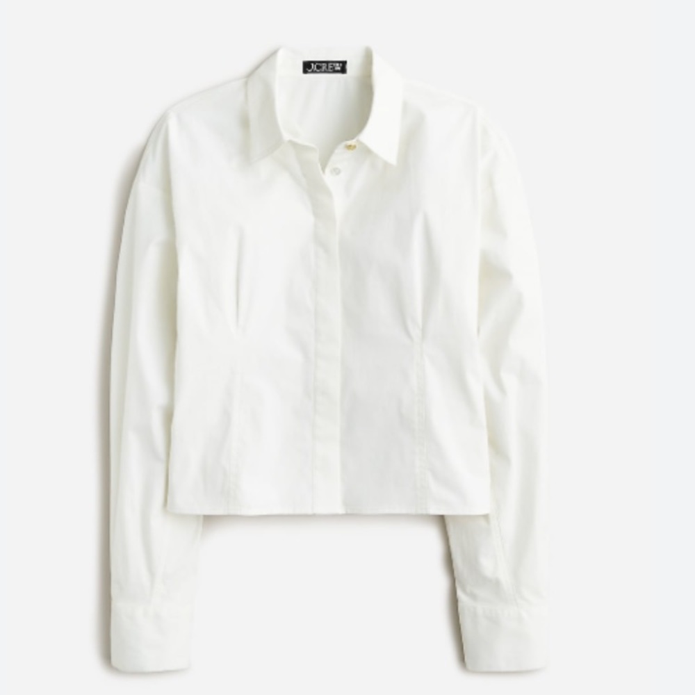 NWT White Cropped Fitted Button Down jcrew